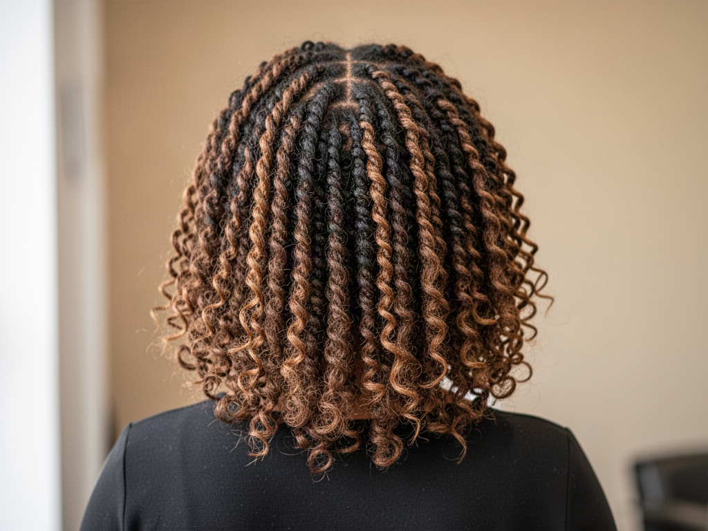 Shoulder length twists with curly ends