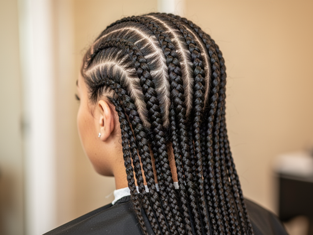 Cornrows, straight back